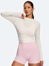 IUGA Long Sleeve Front or Back Tie Cover Up Pilates Wrap Top
