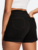 IUGA High Waisted Stretchy Tummy Control Pull On Jean Shorts - IUGA