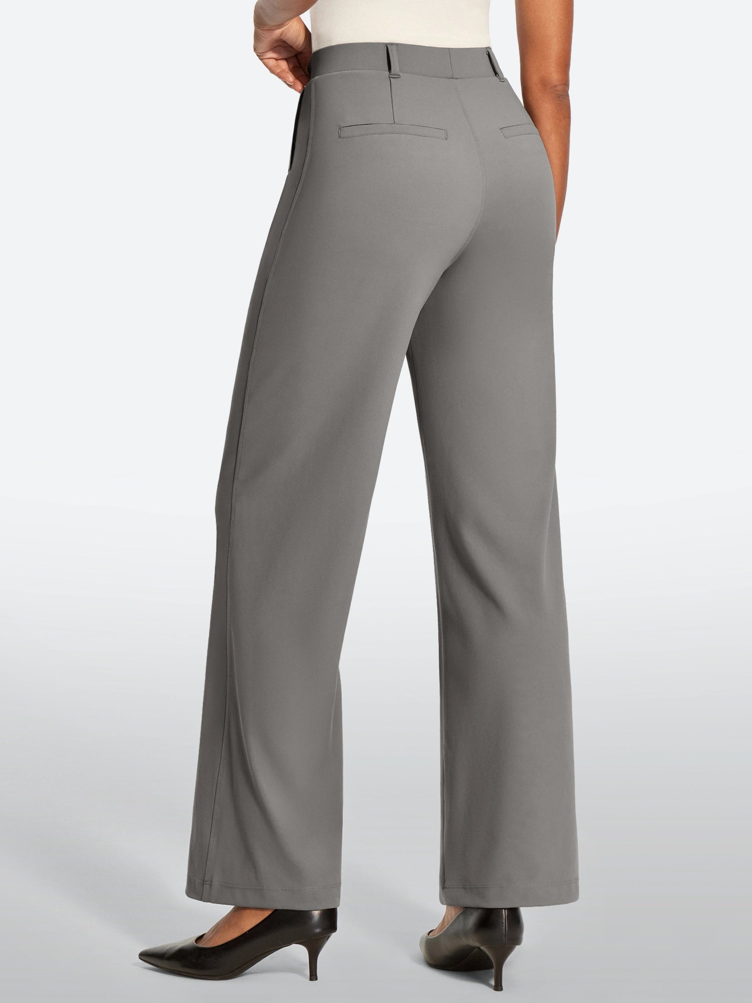 IUGA High Waisted Stretchy Wide Leg Pull On Work Pants With Pockets | Affordable Yoga Leggings & Activewear by IUGA
