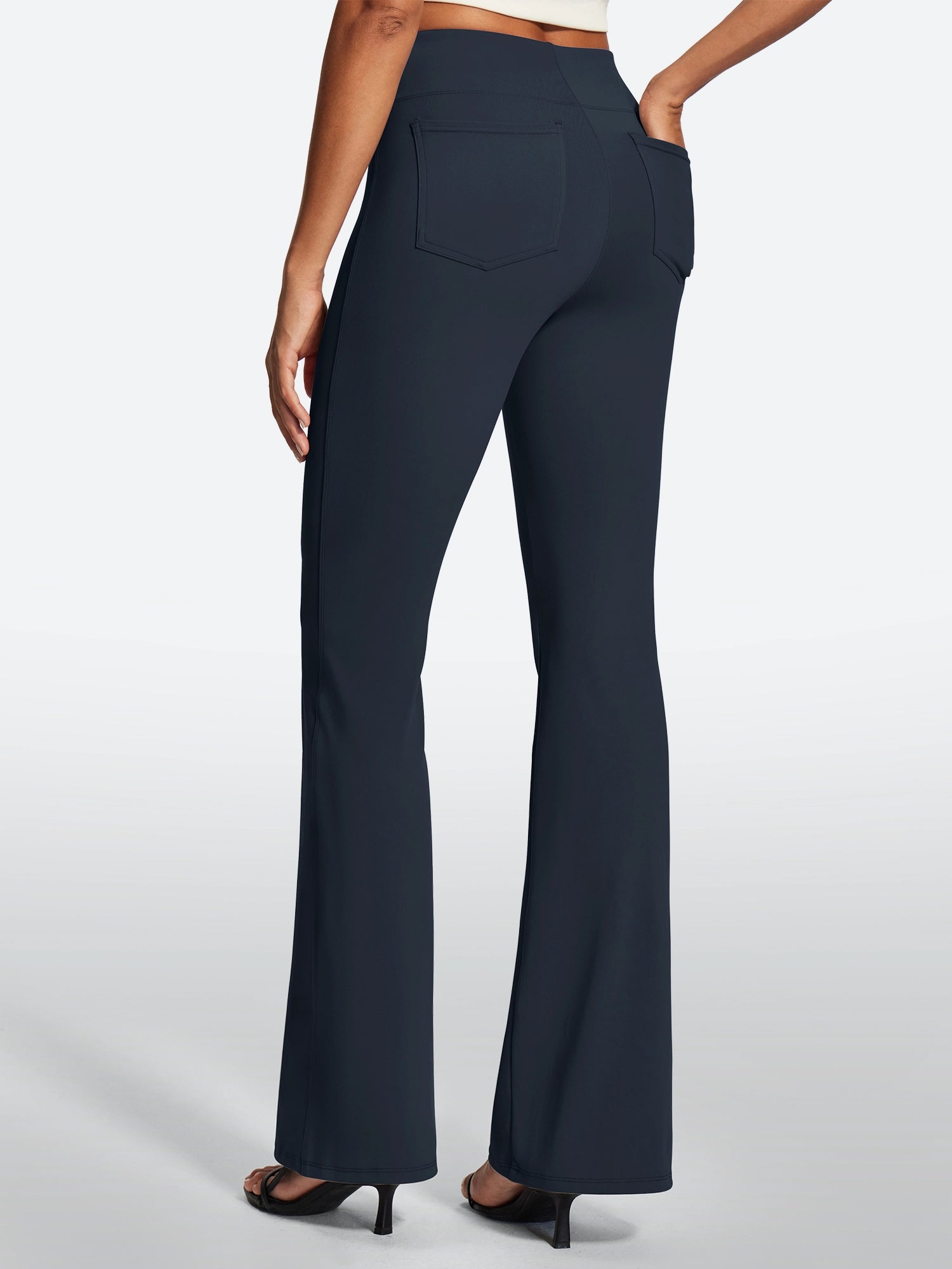 IUGA Stretchy High Waisted Pull On Bootcut Work Pants With Pockets - IUGA