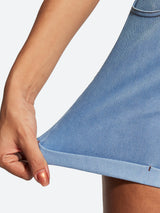 IUGA High Waisted Stretchy Tummy Control Pull On Jean Shorts - IUGA