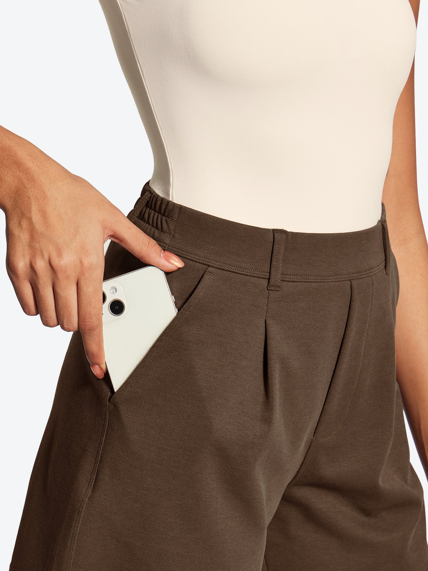 IUGA High Waisted Pleated Wide Leg Shorts - IUGA