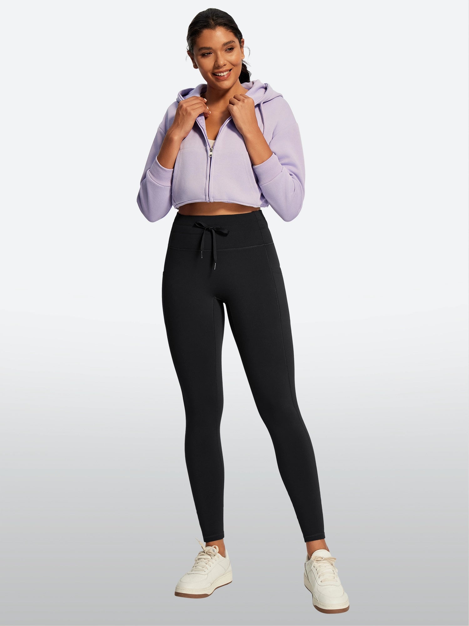 IUGA HeatLab® Waterproof No Front Seam Fleece-Lined High-Waist Drawstring Leggings | Affordable Yoga Leggings & Activewear by IUGA