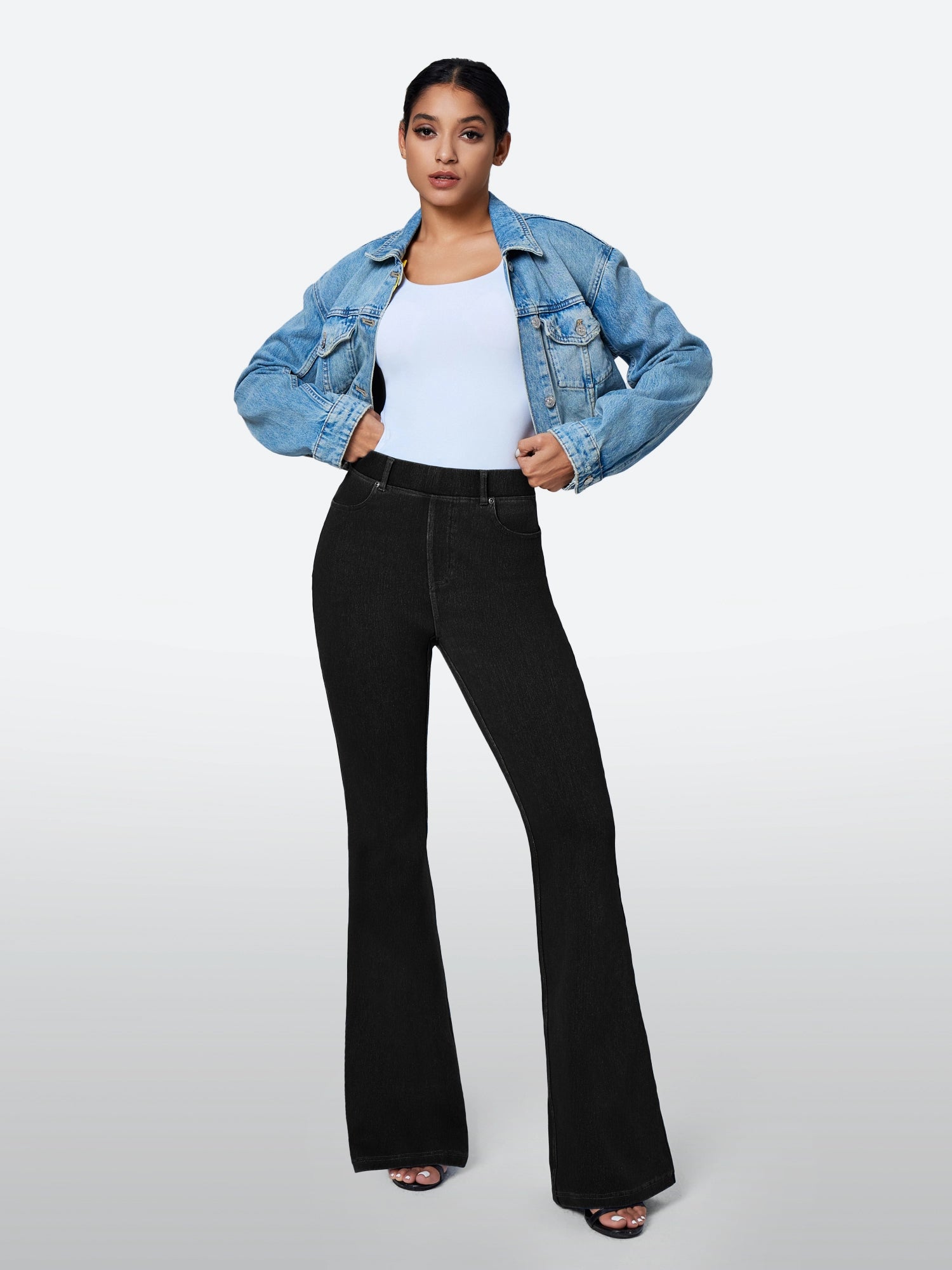 IUGA FlexDenim™ High Waisted Stretchy Pull On Flare Jeans - IUGA