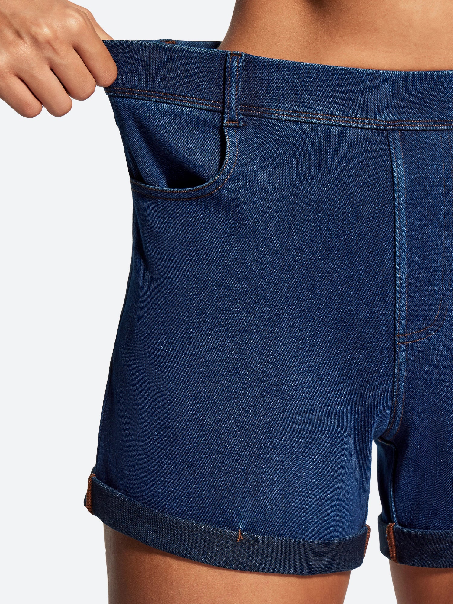 IUGA High Waisted Stretchy Tummy Control Pull On Jean Shorts - IUGA