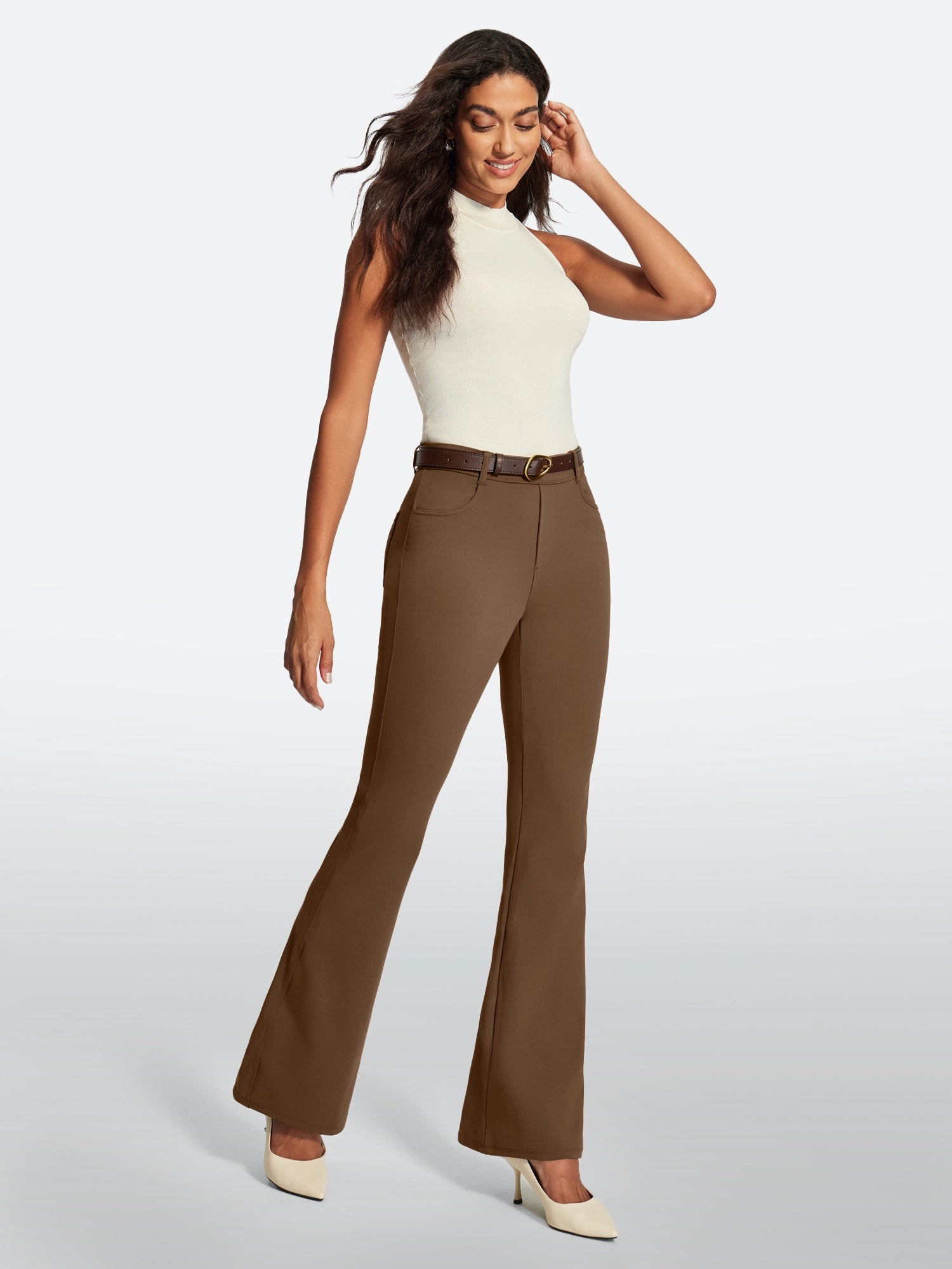 IUGA Stretchy Pull On Bootcut Work Pants With Pockets - IUGA