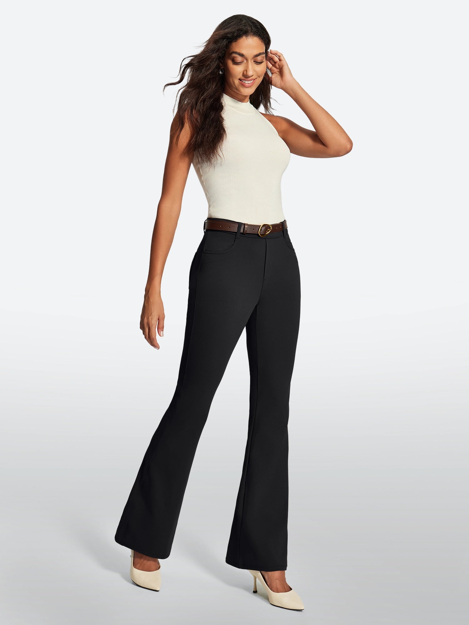 IUGA Stretchy Pull On Bootcut Work Pants With Pockets - IUGA