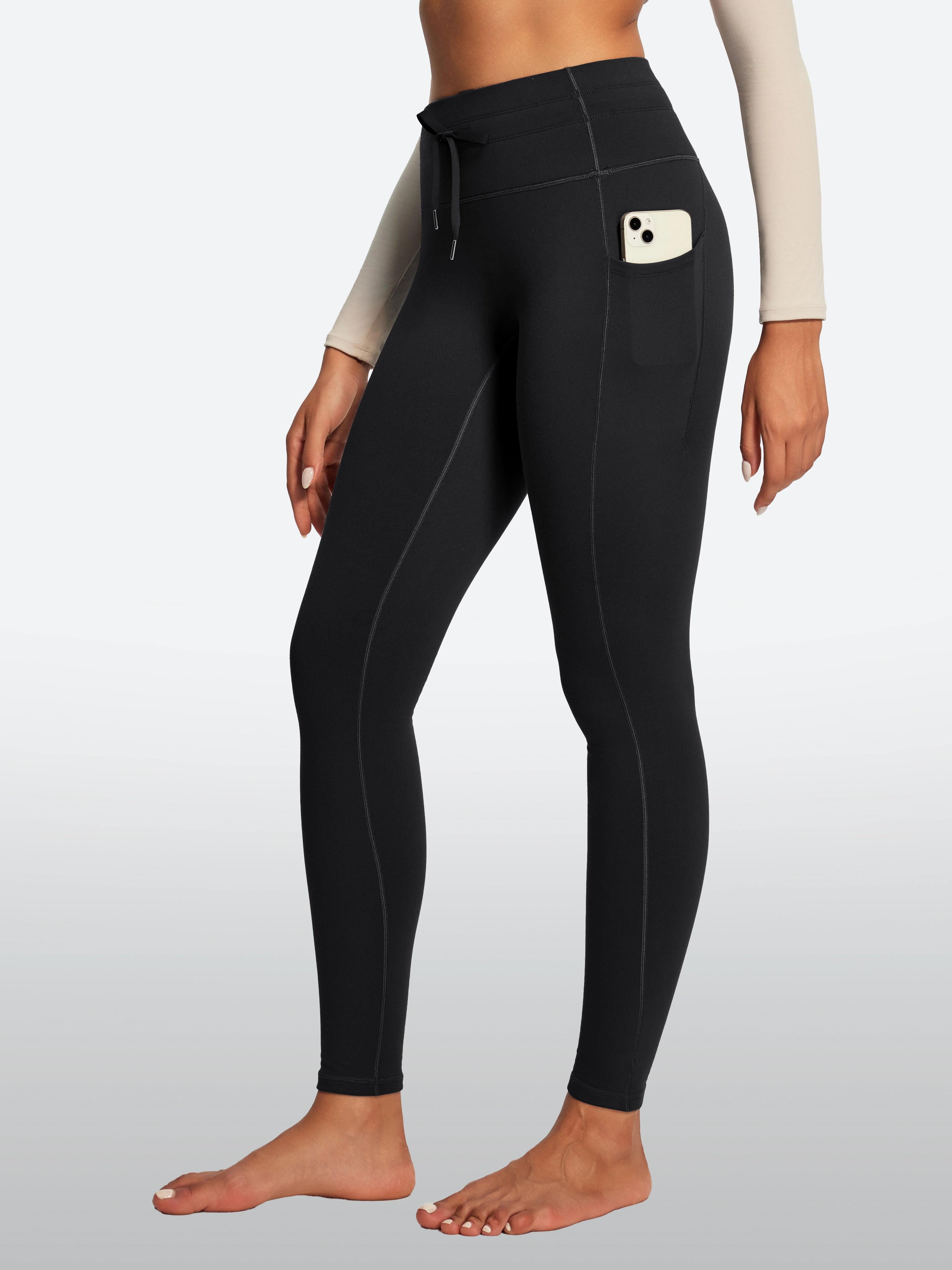 IUGA HeatLab® Waterproof No Front Seam Fleece-Lined High-Waist Drawstring Leggings | Affordable Yoga Leggings & Activewear by IUGA