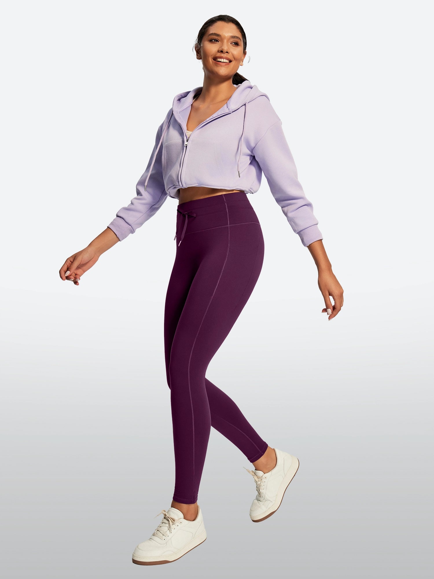 IUGA HeatLab® Waterproof No Front Seam Fleece-Lined High-Waist Drawstring Leggings | Affordable Yoga Leggings & Activewear by IUGA