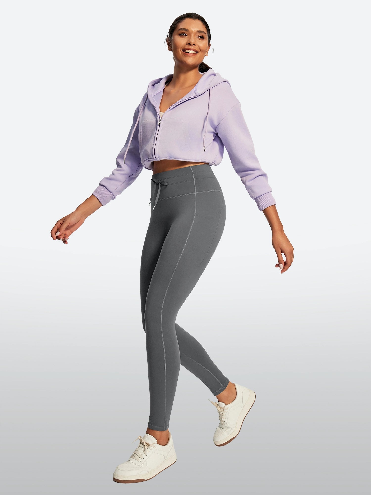 IUGA HeatLab® Waterproof No Front Seam Fleece-Lined High-Waist Drawstring Leggings | Affordable Yoga Leggings & Activewear by IUGA