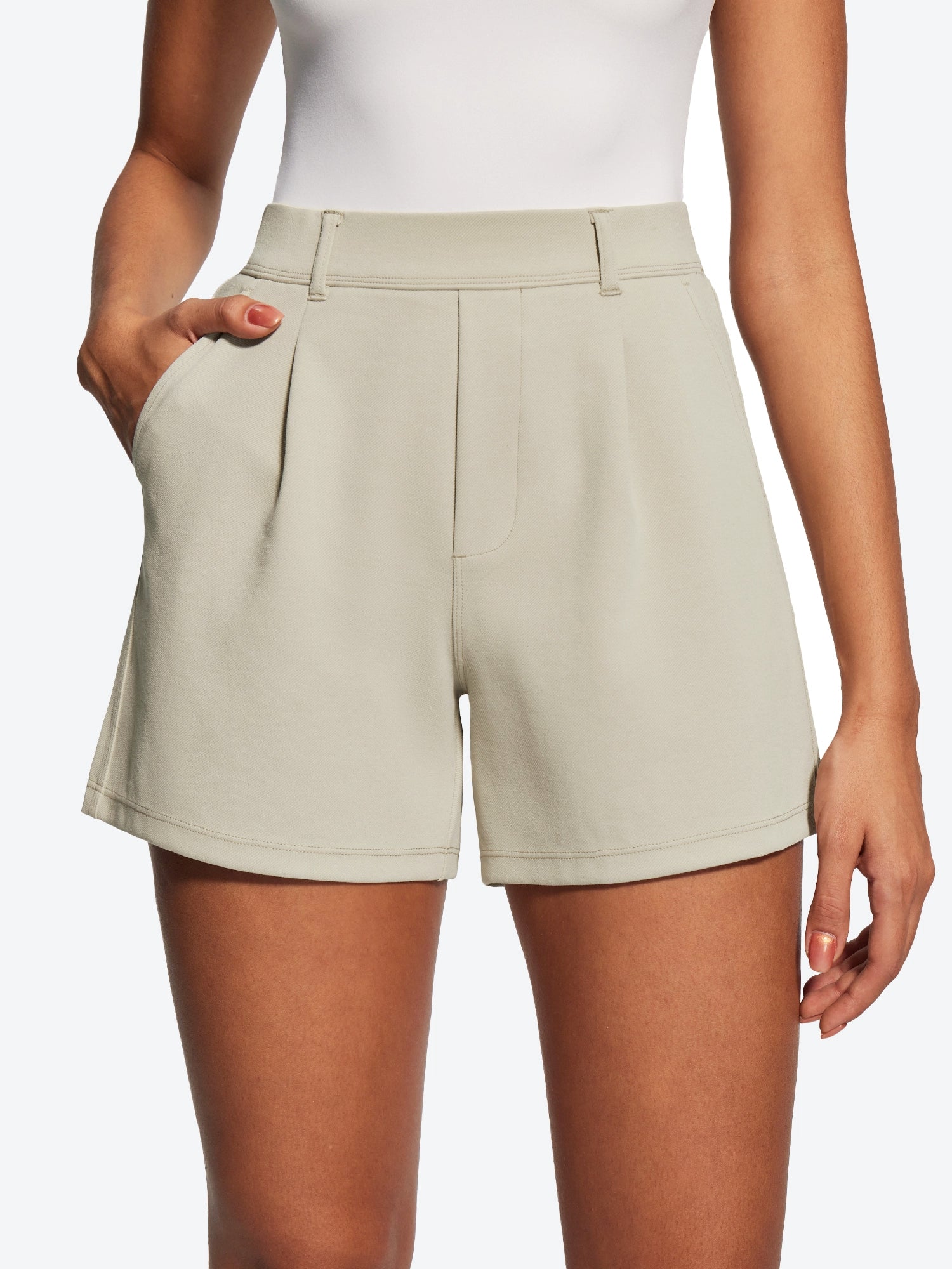 IUGA High Waisted Pleated Wide Leg Shorts - IUGA