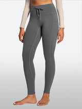 IUGA HeatLab® Waterproof No Front Seam Fleece-Lined High-Waist Drawstring Leggings | Affordable Yoga Leggings & Activewear by IUGA